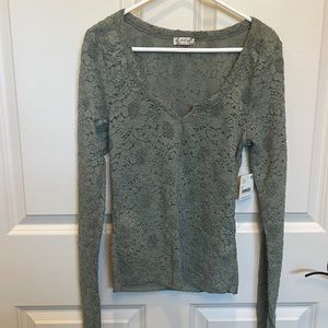NWT Free people intimately lace green shirt, size small